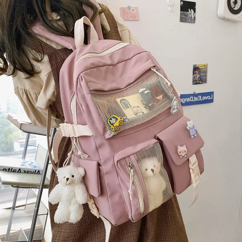 Mochilas coreanas de gran capacidad mujeres, estudiantes Kawaii, bolsa Preppy ITA para adolescentes y niñas, dulces bolsas de viaje escolares impermeables - AliExpress y bolsas