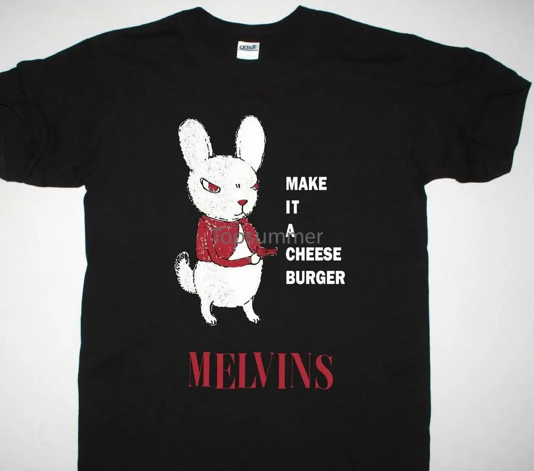 

Melvins Cheesburger Black Mens T Shirt Sludge Stoner Rock Mudhoney 100% Cotton Letter Printed T-Shirts