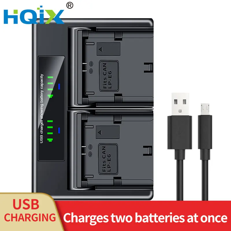 Hqix Per Canon Eos R7 R R5 R5C R6 90D 80D 70D 60D 6D Mark Ii 6D2 7D2 5D4 5D3 5D2 Xc15 Macchina Fotografica Lp-E6 Lp-E6N Caricatore Doppio Della Batter