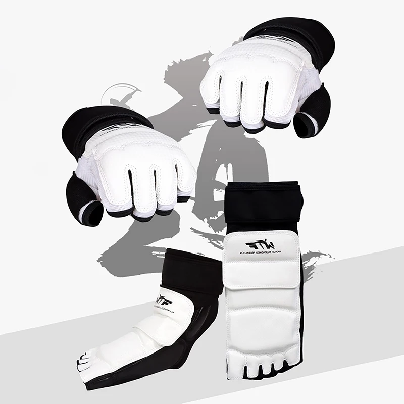 Taekwondo Leather Foot Gloves Sparring Karate Ankle Protector Guard Gear Boxing Martial Arts Foot Guard Sock Adult Kid taekwondo foot gloves martial arts protector set