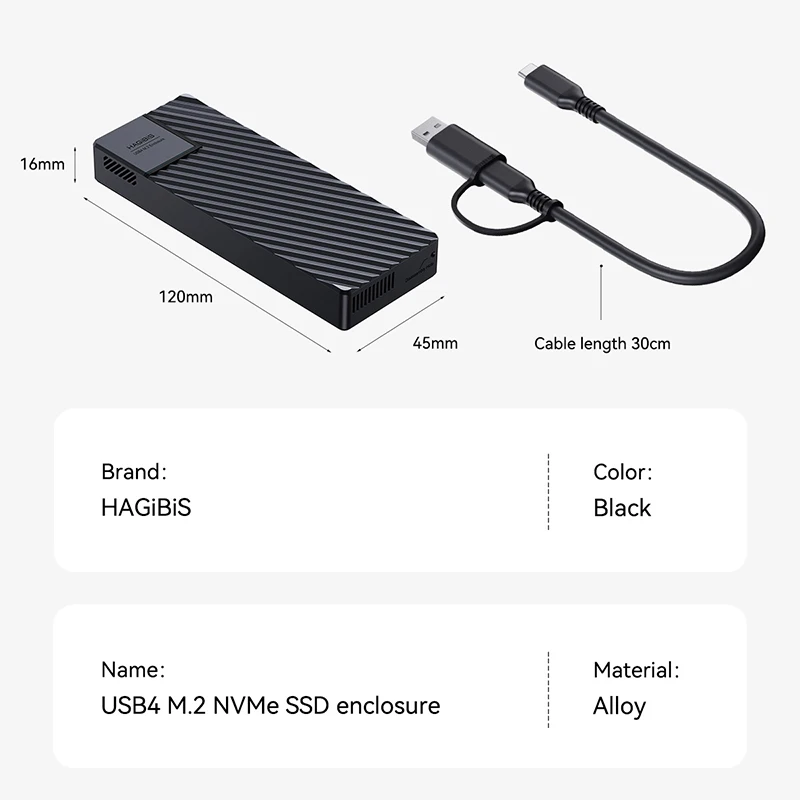 Hagibis USB 4.0 40Gbps M.2 NVMe SSD Enclosure Compatible with Thunderbolt 4/3 USB 3.2/3.1/3.0 ASM2464 External Hard Drive Case images - 6