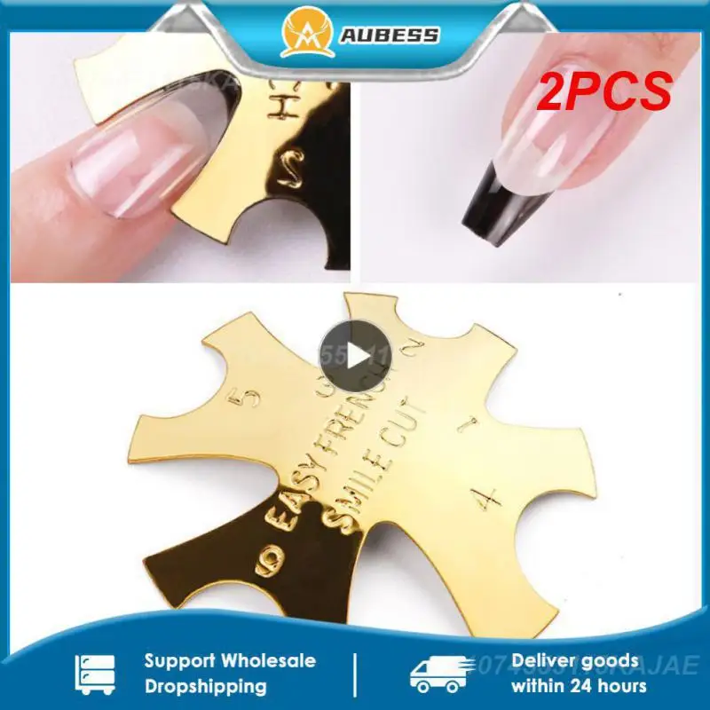 2 Pezzi A Forma Di Mandorla French Edge Trimmer 9 Taglie Easy Smile V Line Manicure Cutter Acrilico Nail White French Nails Tips