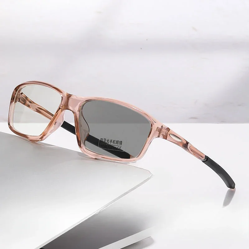 Photochromic Myopia Glasses Anti Blue Light Flat Sunglasses Sports Lenses Color Change Under Sunlight