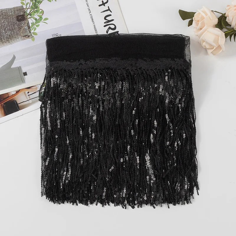 Suede Tassel Velvet Trim with Rivet and Diamond Fringe for DIY Garment Decoration