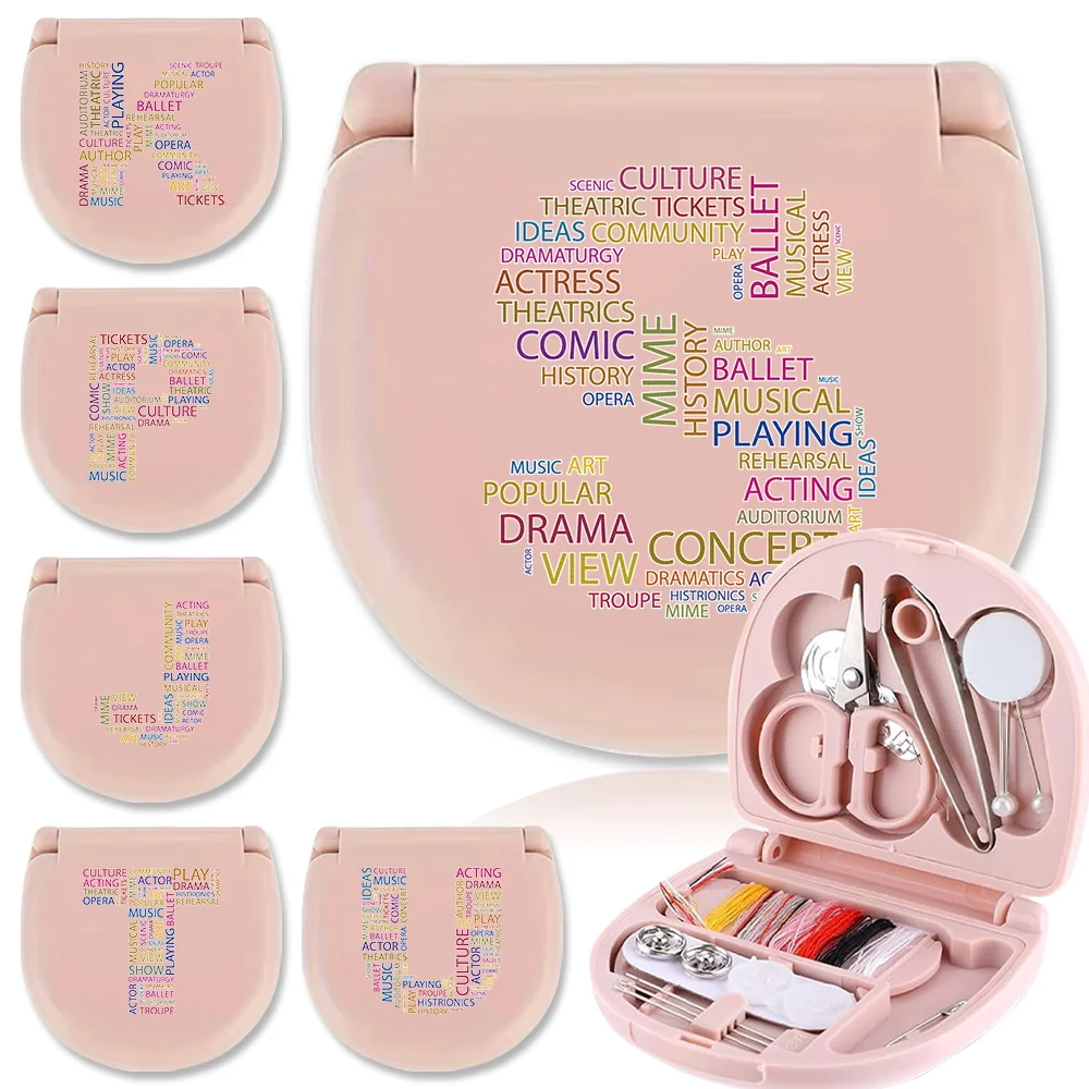 

Sewing Set Multifunction Organizer Needle Thread Case Kit Portable Button Pin Storage Box Stitching Tool Bag Text Letter Pattern