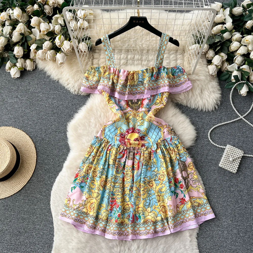 

Chic Bodycon Ruffle Dress Off Shoulder Slip Dress Korean Fashion Vestidos Women Vintage Spring and Autumn Dress