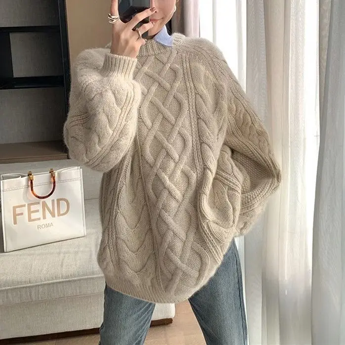 Pull Tricoté Pour Femme Pull En Laine Couleur Unie Décontracté Slim