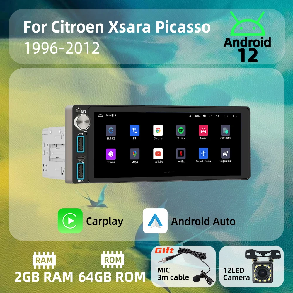 

Автомобильный мультимедийный плеер на Android, экран 6,86 дюйма, для Citroen Xsara Picasso 1996-2012, Типоразмер 1 Din, радио, стереосистема, Авторадио Carplay, GPS, Wi-Fi