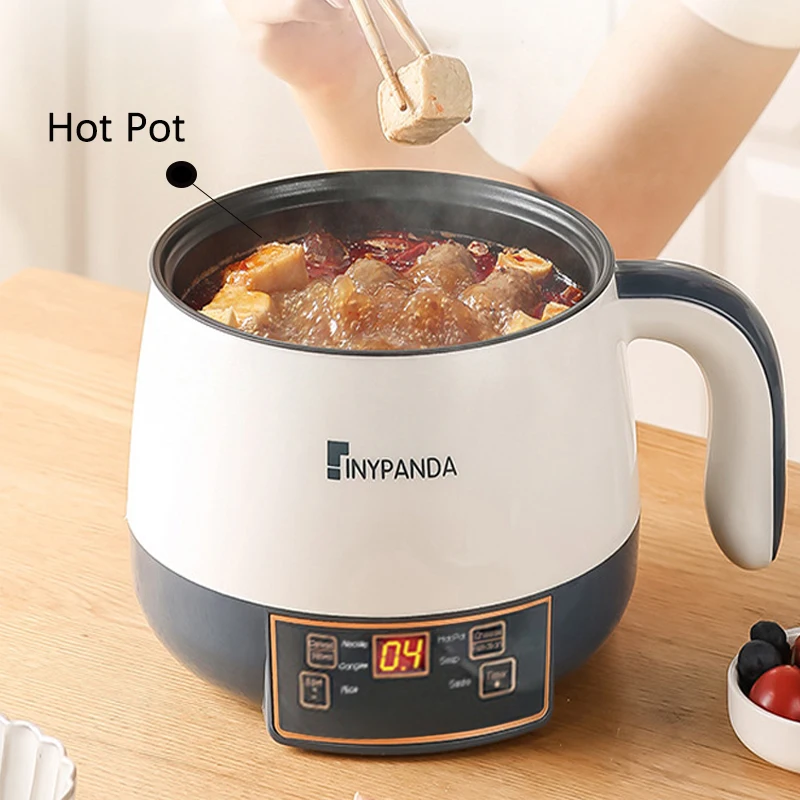 1pc Long-handle Double-layer 2L Multi-function Pot Electric Hot Pot Rice  Cooker Multifunctional Electric Cooking Pot Student Dormitory Mini Cooking  No