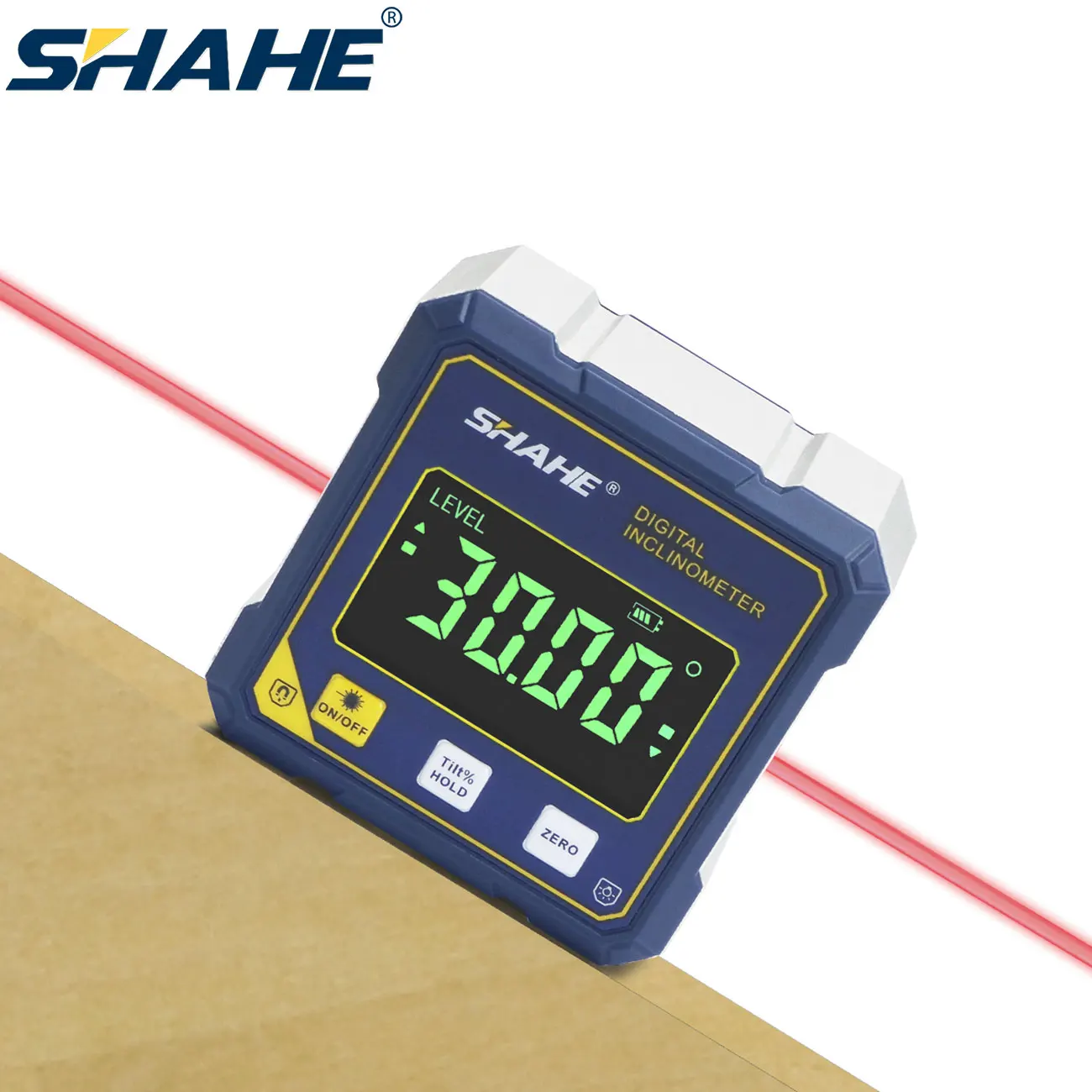 Rechargeable Digital Angle Finder with Dual Laser 4-Side Magnetic Inclinometer Woodworking Measuring Tool Level Box