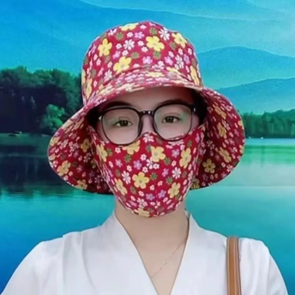 Trendy Dust Mask Hat Outdoor Anti-uv Sunscreen Hat Protect Neck Unisex Fisherman Hat Tea Picking Cap With Mask