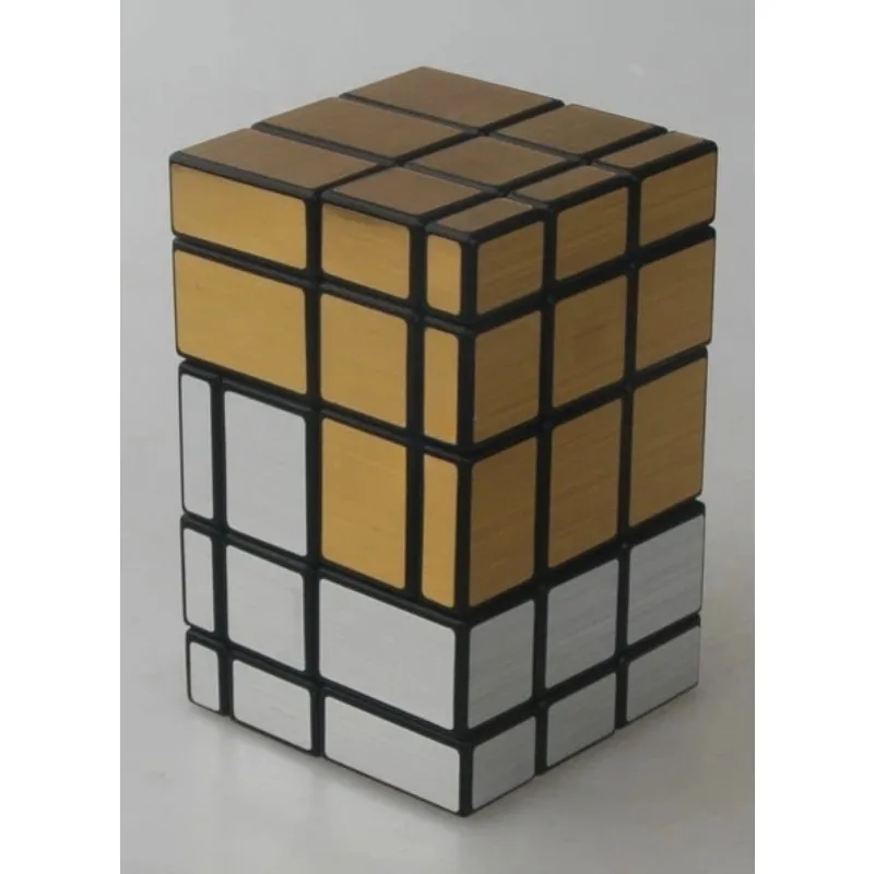 Calvin's Puzzle Cube 3x3x5 Mirror 335 Siamese Mirror Cube (Gold and Silver Label, Tall 100mm) Cast Coated Magic Cube Funny Toys