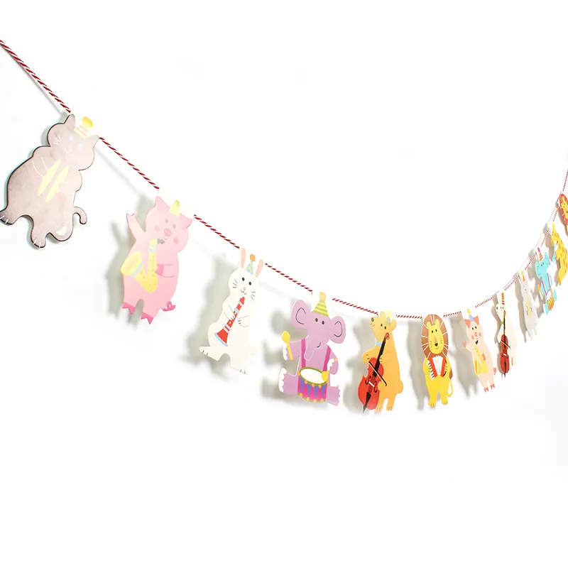

Cartoon Animal Party Decoration Animal Flag Banner Flag Hanging And Garland Background Decoration For Baby's First BirthdayParty