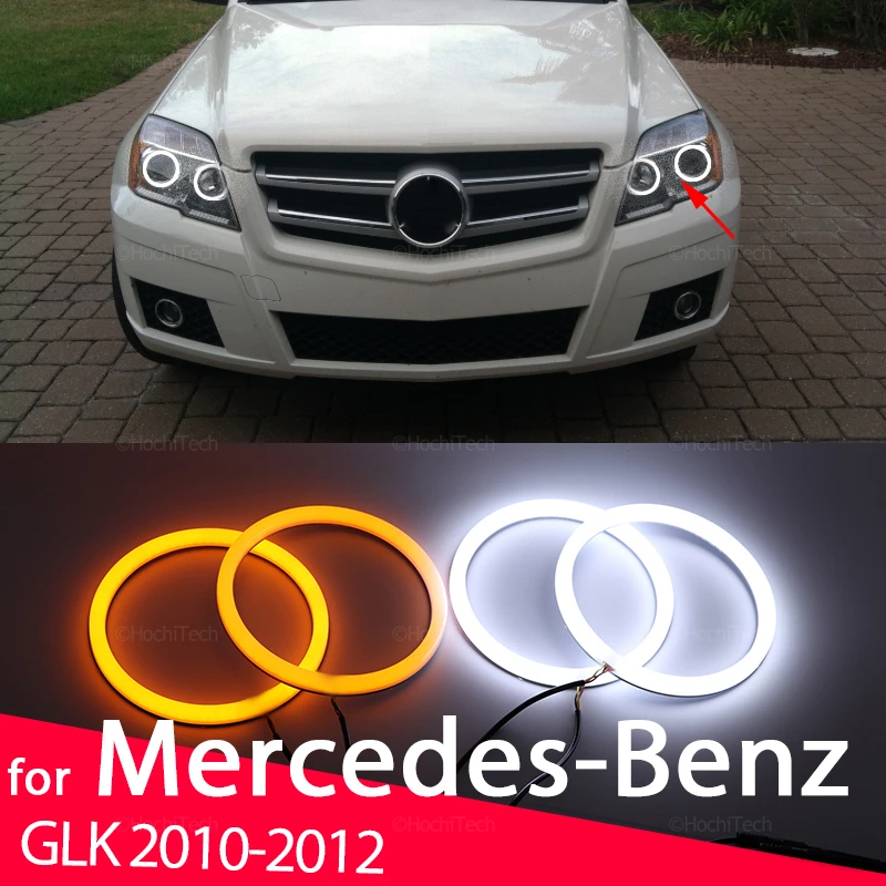 Bianco E Giallo Cotone Smd Led Faro Angel Eyes Lampadina Halo Ring Lamp Per Mercedes Benz Glk X204 280 300 320 350 2008-2012