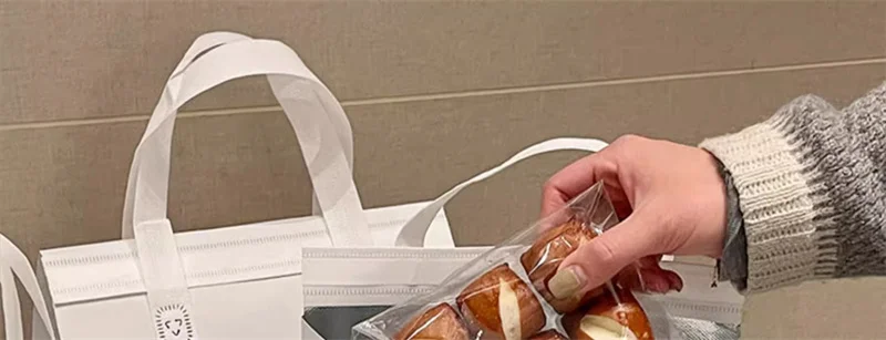 10pcs Non-Woven Insulated Tote Bags – Reusable Fabric Pouches for Cake, Bread, Drinks, ... - SKU NITB1733 - UGI Packaging