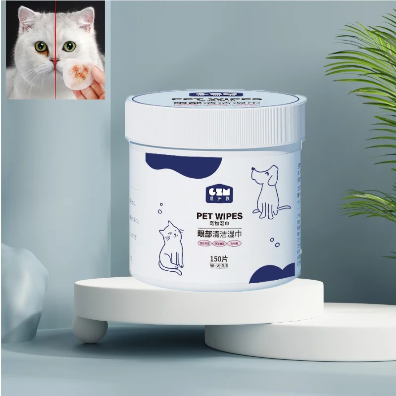 150Pcs Portable Pet Wipes Grooming Eyes Tear Stain Remover Clean Wet Paper Cat Dog Eye Wet Wipes Hygienic Grooming Pet