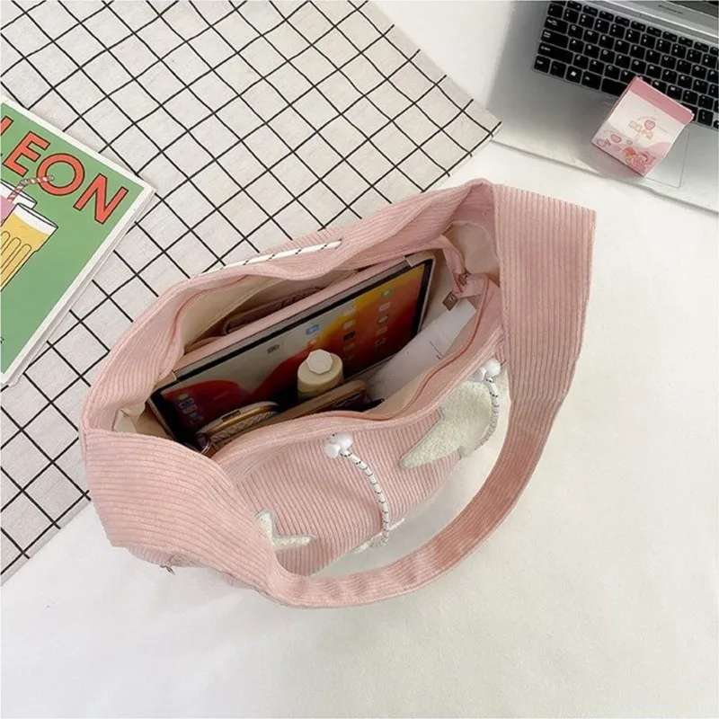 Women Crossbody Bags Star Pattern Corduroy Casual Tote Lady Simple Large Capacity Shoulder Bag Girl Travel School Bookbag Handbag