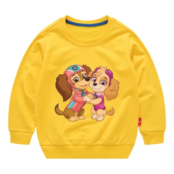 Paw Patrol Sweatshirt Cotton Kids Hoodies Cute Cartoon Crew Neck Tops Boys Girls Spring Holiday Party Clothes Long Sleved Tops 4