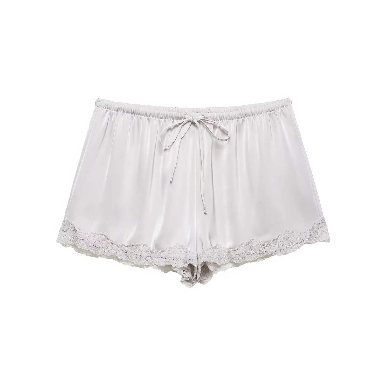 KONDALA Damen Basic-Satin-Shorts mit Spitzenbesatz, elastische Taille, 2026 Frühling Sommer Mode Schicke Strand-Urlaubs-Freizeit-Damen-Shorts – Detail 12