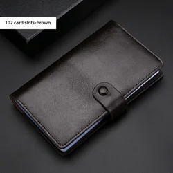Luxury Extra Large Leather Card Holder for Men - Long Style Multi - Card Slot Wallet (Coffee)
