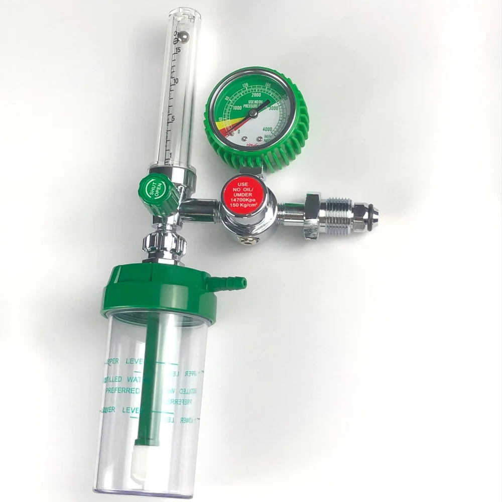 G5/8 Full Body Inch Thread Brass Hospital or Home Medical Oxygen Regulator with Humidifier Bottle