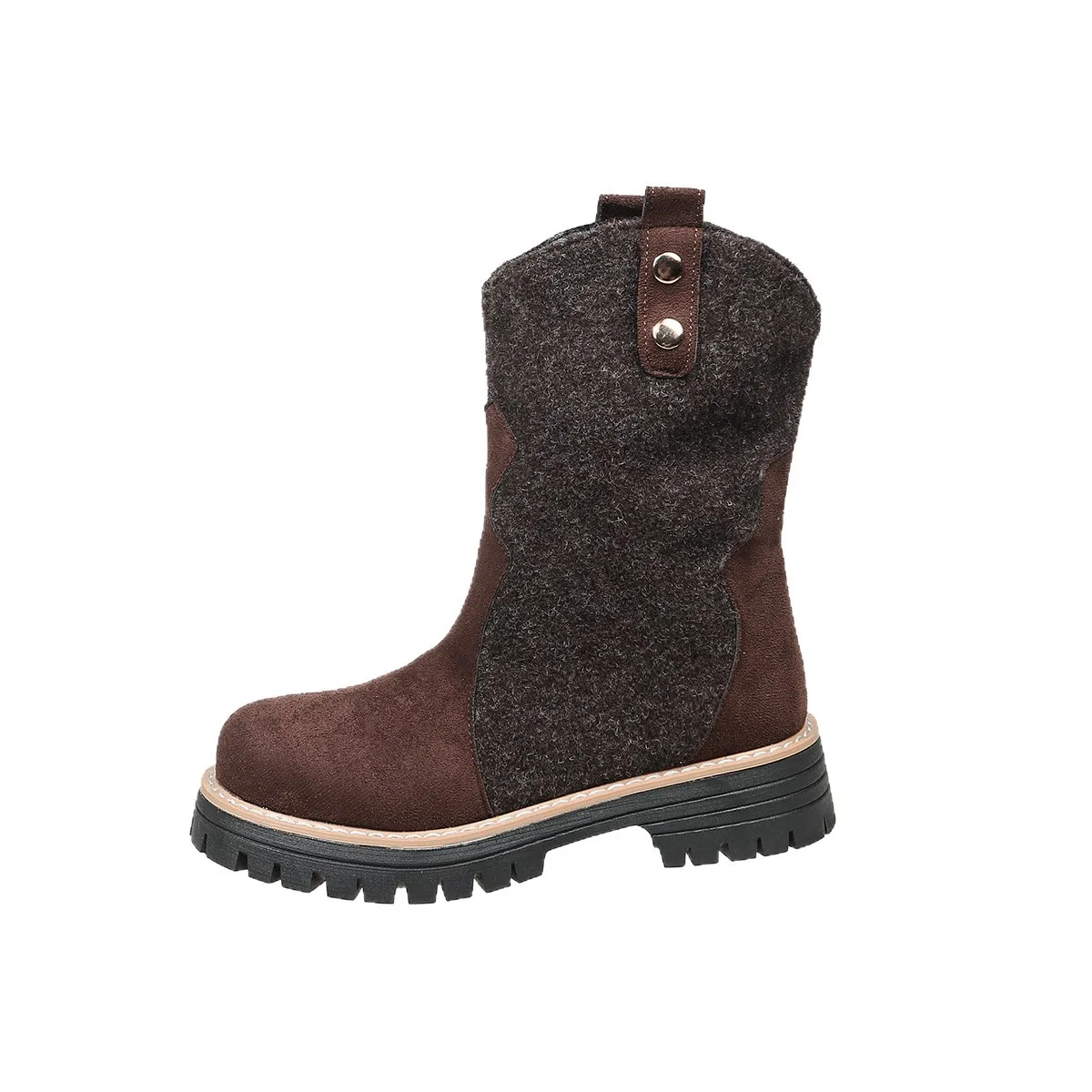 Winter Round Toe Suede Warm Non Slip Casual Riding Boots Fashionable New Style Comfortable Elegant Mid Length Boots for Women