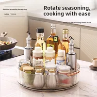 Kitchen Storage Spice Rack 360 Degree Rotating Cabinet Makeup Rotating Storage Box Non-slip Spice Rack Seasoning Box 1