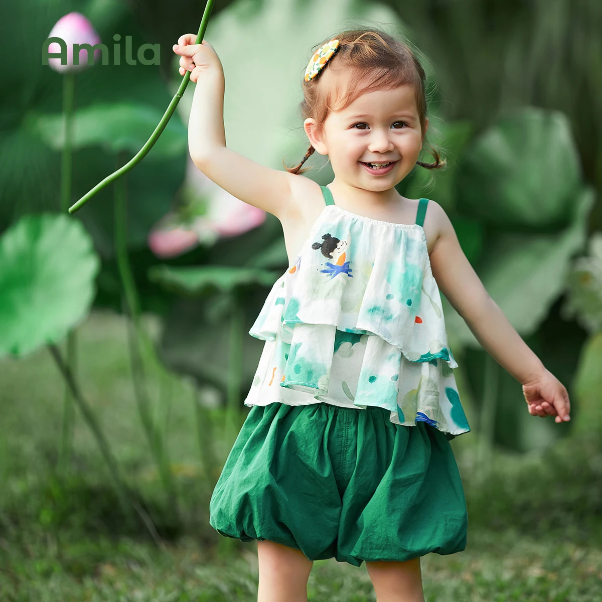 

Amila Pool Summer Series Girls' Suit Cool Sling Tops Shorts 2022 Summer New Baby Two-piece