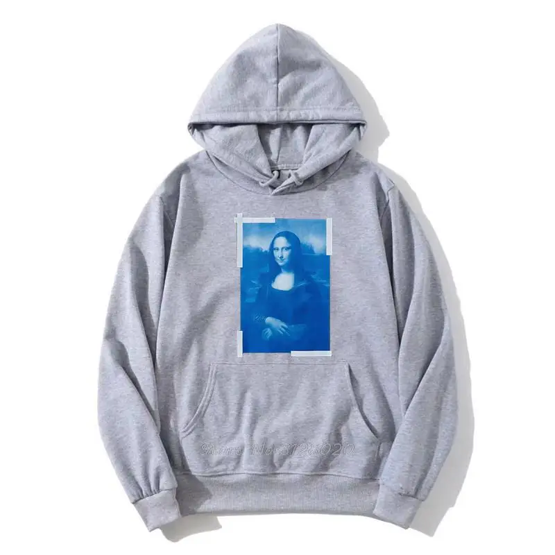 Mode Baumwolle Männer Mona Lisa Druck Hoodie Luxus Designer Casual Hoodies Übergroßen Fleece Zipper Mit Kapuze Sweatshirt Jacke – Detail 3