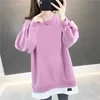 Plus Size Women's Casual T-Shirt Oversize Sweatshirt Mid-Length Top Commute Style Polyester Material round Neck Design