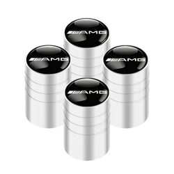 Luxury Car Tire Valve Caps with Emblem - Premium Metal Stickers for Enhanced Interior Aesthetics (Style 1 - silver - AMG)