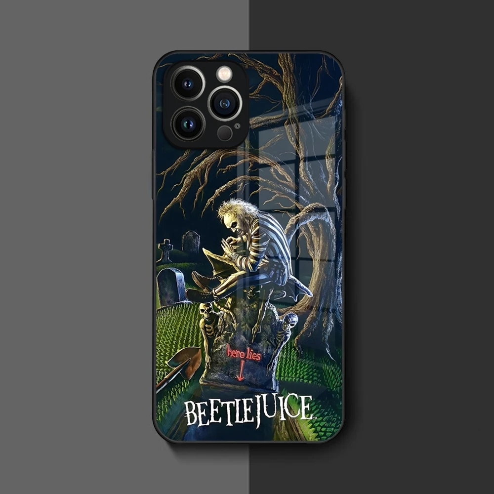 thumbnail image 1 of B-BeetlejuiceS-S 2 Phone Case for Iphone 16 15 14 12 11 13 Pro Max Mini 8 X Xr Xs Puls Black Glass Cover, 1 of 5