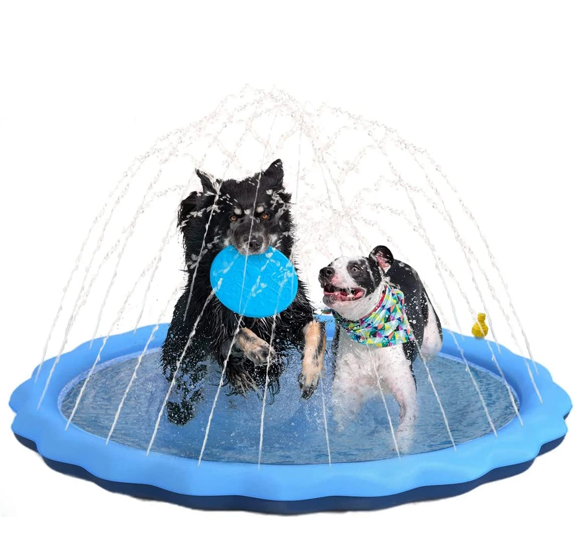 

Outdoor Water Toys Backyard Fountain Play Mat Thicken Bath Sprinkler Pool Splash Pad for Kids and Dog Dog Cooling Mat Dog Bed