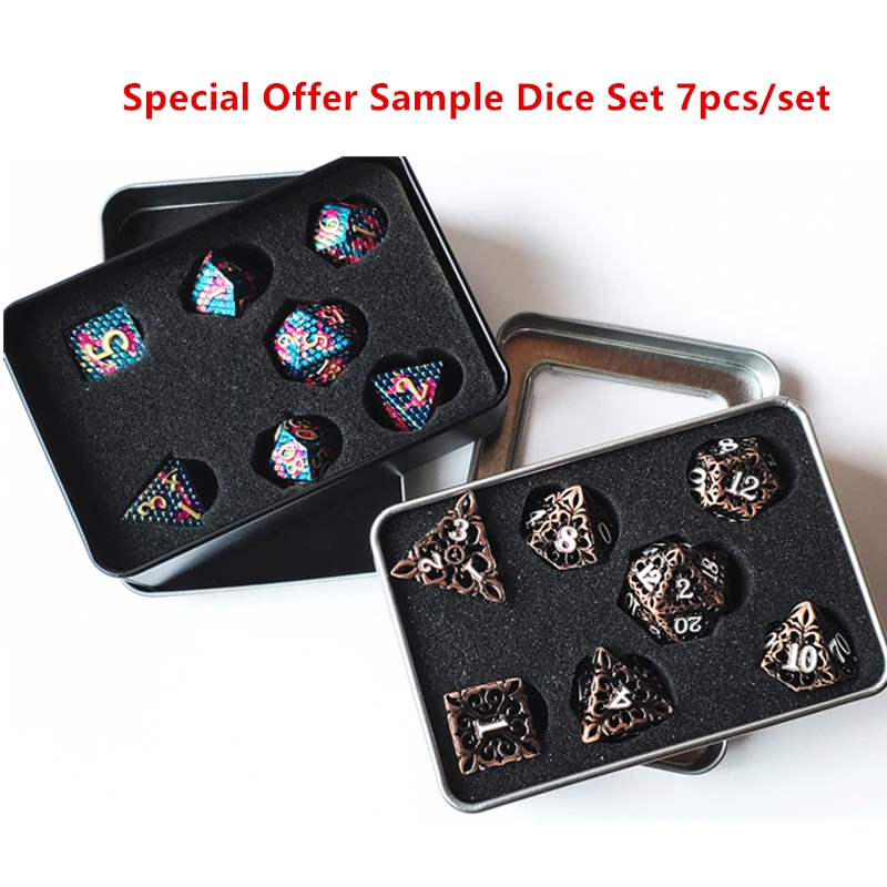 

Special Offer Resin Metal Dice Set Sample With Metal Box Polyhedral DND Dice Set Sample Limited to 1 set of RPG game Dice Set