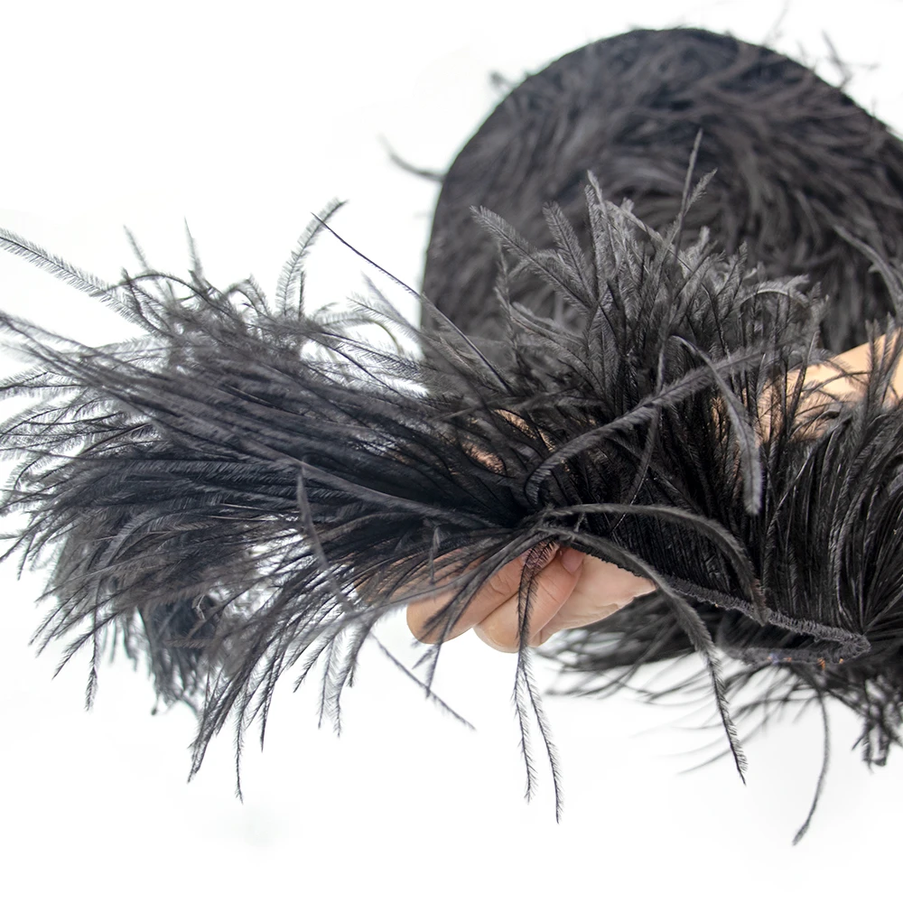 Free Shipping 10-15cm Black Ostrich Feather Trim - China Feather Fringe and Feather  Trimming price