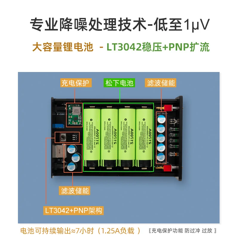 LT3042 저소음 선형 레귤레이터 전원 공급 장치, 5V 1.5A DC 전원 배터리 전원 USB