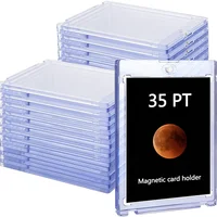 5Pcs/Pack 35PT Magnetic Card Holder for Baseball Sports Pokemon Card Protector Trading Cards Hard Plastic Sleeves Display Case 1