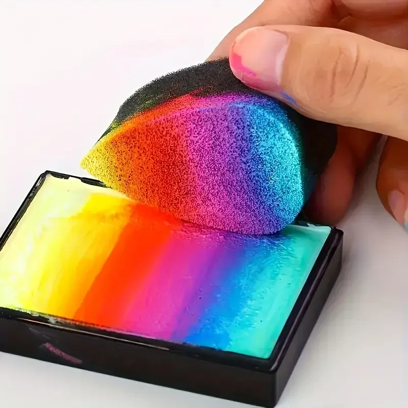 Dual-Tone Face  Body Paint Palette - Rainbow Stripe Makeup Kit for Cosplay  Halloween
