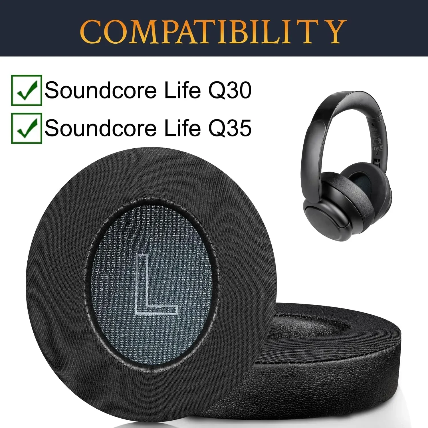 Anker Soundcore Life Q30/Q35 메모리 폼 커버 이어패드 헤드폰용 냉각 젤 교체용 이어패드