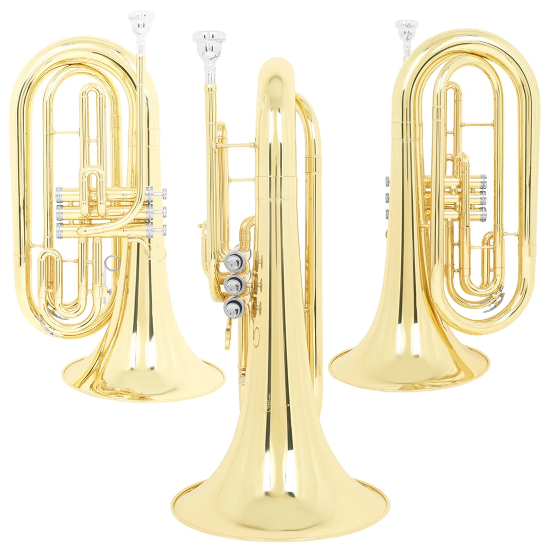 SLADE Bb Key Marching Number Gold Marching Tenor Horn with Standing Keys with Bag Cloth Glove Accessories Brass Instruments