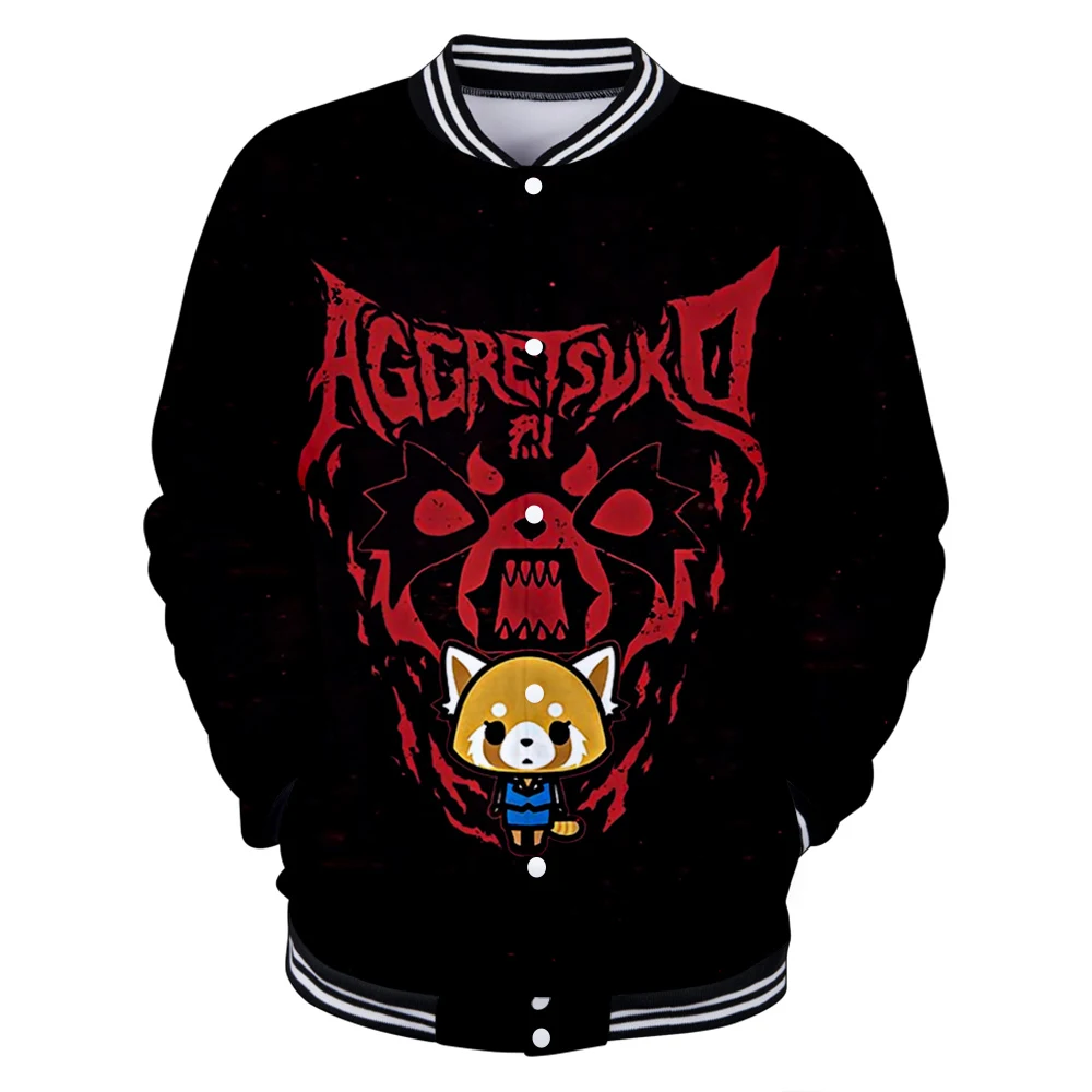 

Aggretsuko Anime Baseball Jackets Women/Men Fashion Long Sleeve Jacket 3D Prints Streetwear Clothes