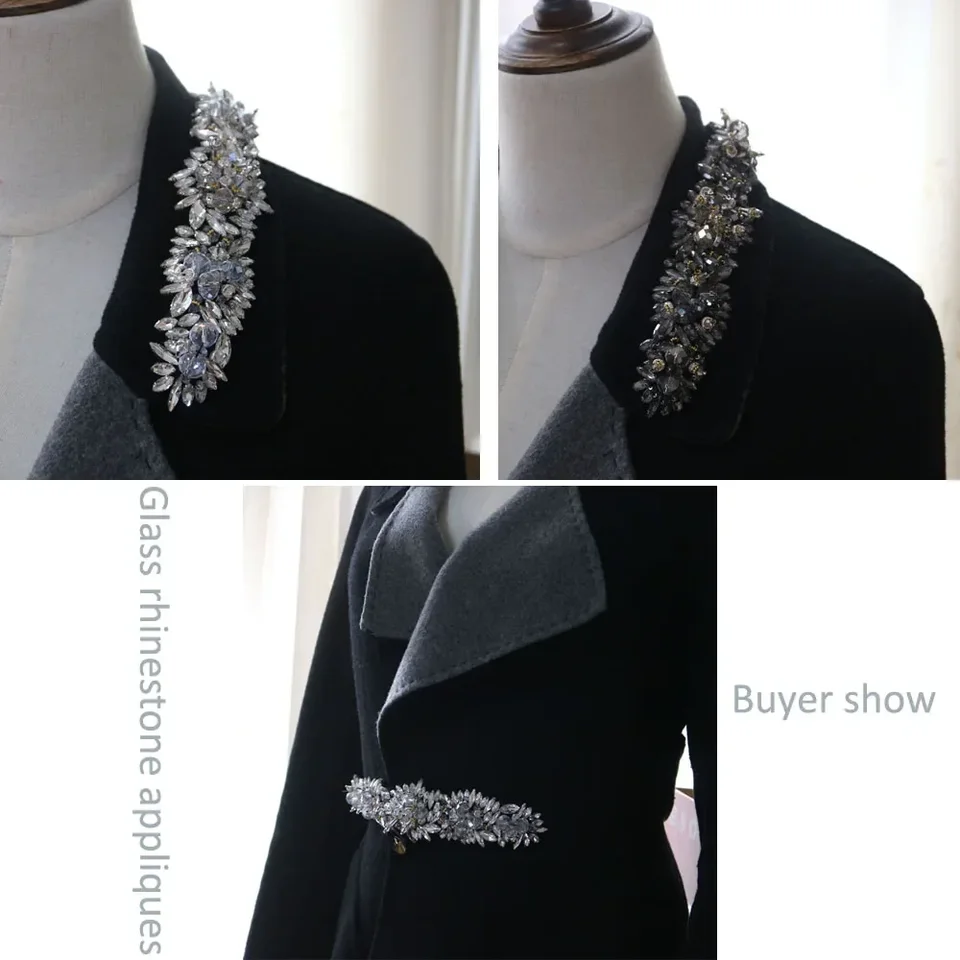 Toppa Applique Di Lusso In Strass Di Vetro Bianco Per Abbigliamento - 5x21 Cm, Ricamo Perline Fai-da-te Per Abiti Da Sposa