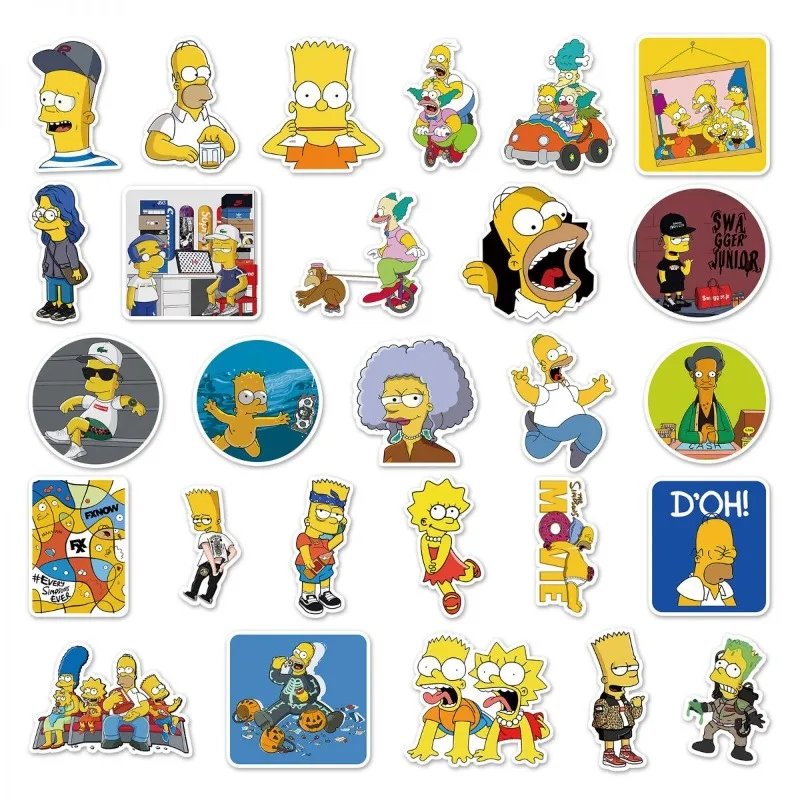 54pcs Unique Simpson Personality Cartoon Stickers - Waterproof Graffiti Decor for Luggage, Fridges, and More