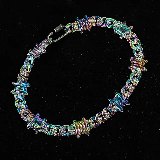 Iridescent Barbed Wire Acrylic Chain Necklace 1