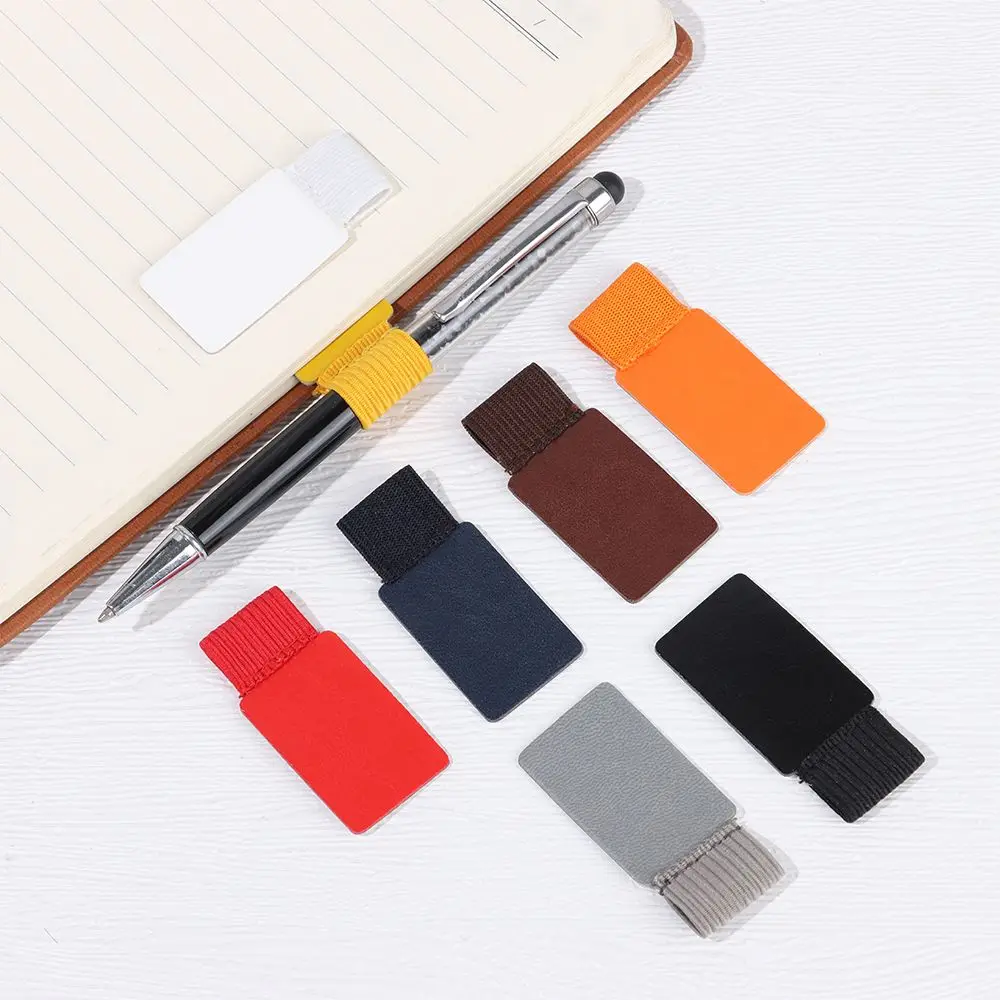 Pen Clip Self-adhesive Elastic Loop Leather Pencil Holder Multicolor Portable Office Stationery Notebook Journals Accessories
