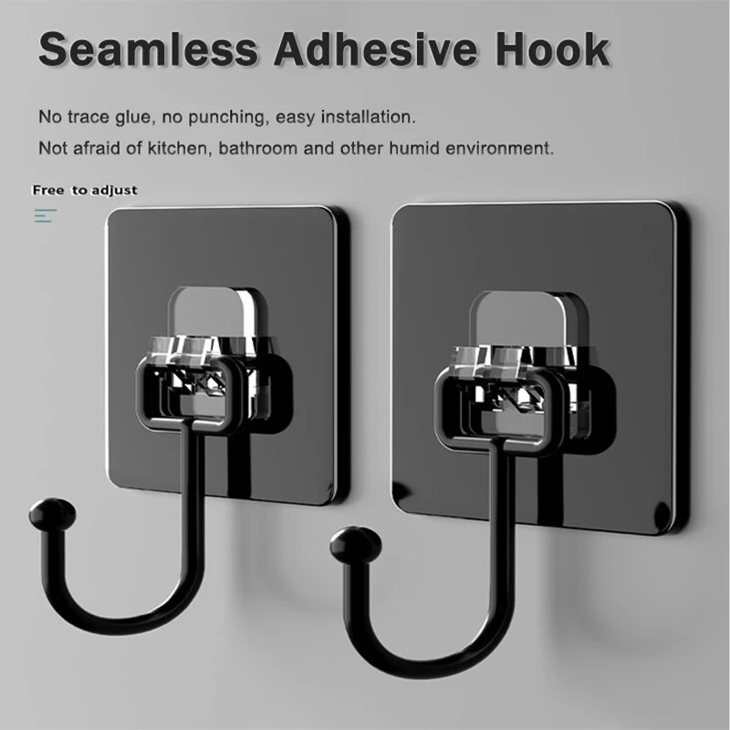 

1/5pcs Rotating Self Adhesive Hooks Seamless Strong Sticky Holder Wall Door Storage Hanging Hook Kitchen Bathroom Organizer