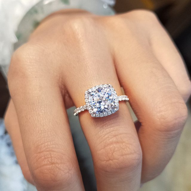 Diamond Rings For Women Zircon Charms Bridal White Gold Engagement Promise Ring Trendy Korean Marriage Jewelry Wholesale