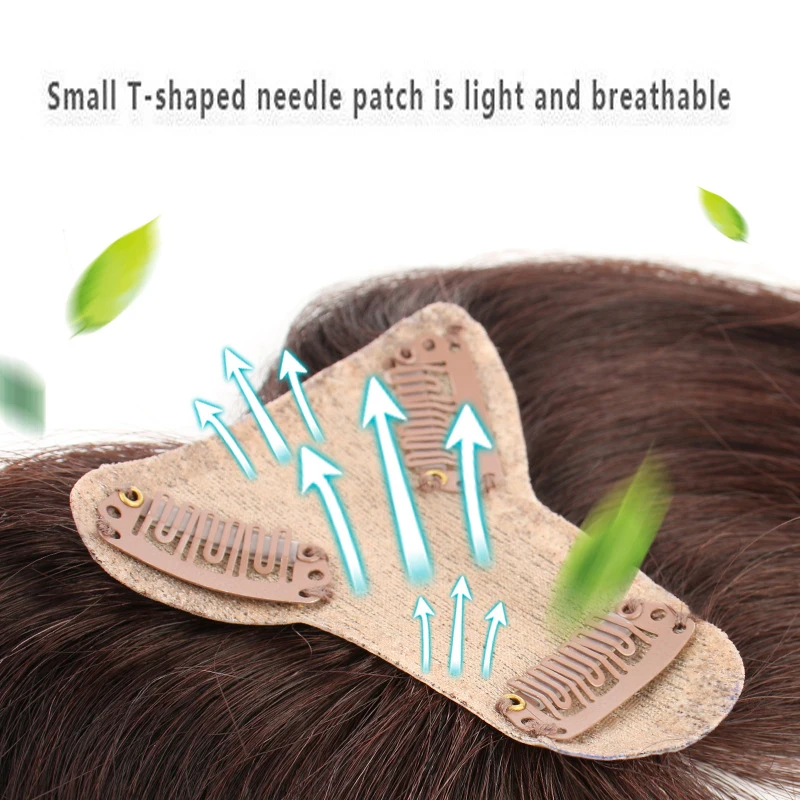 앞머리 있는 인모 Toupee 여성용 실크 탑 토퍼, 실크 베이스 교체, 천연 다크 브라운 색상, 30cm