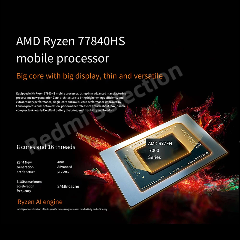 레노버 샤오신 프로 16 2023 노트북, AMD 라이젠 R7 7840HS, 32GB RAM, 1T, 2TB SSD, 16 인치, 2.5K, 120Hz, IPS 풀 스크린 노트북 PC