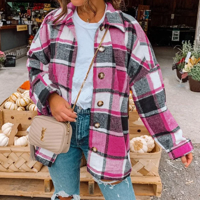 2023 Autumn Winter New Solid Color Fashion Turn-down Collar Long Sleeve Shirt Women Y2K Casual Button Loose All-match Cardigan